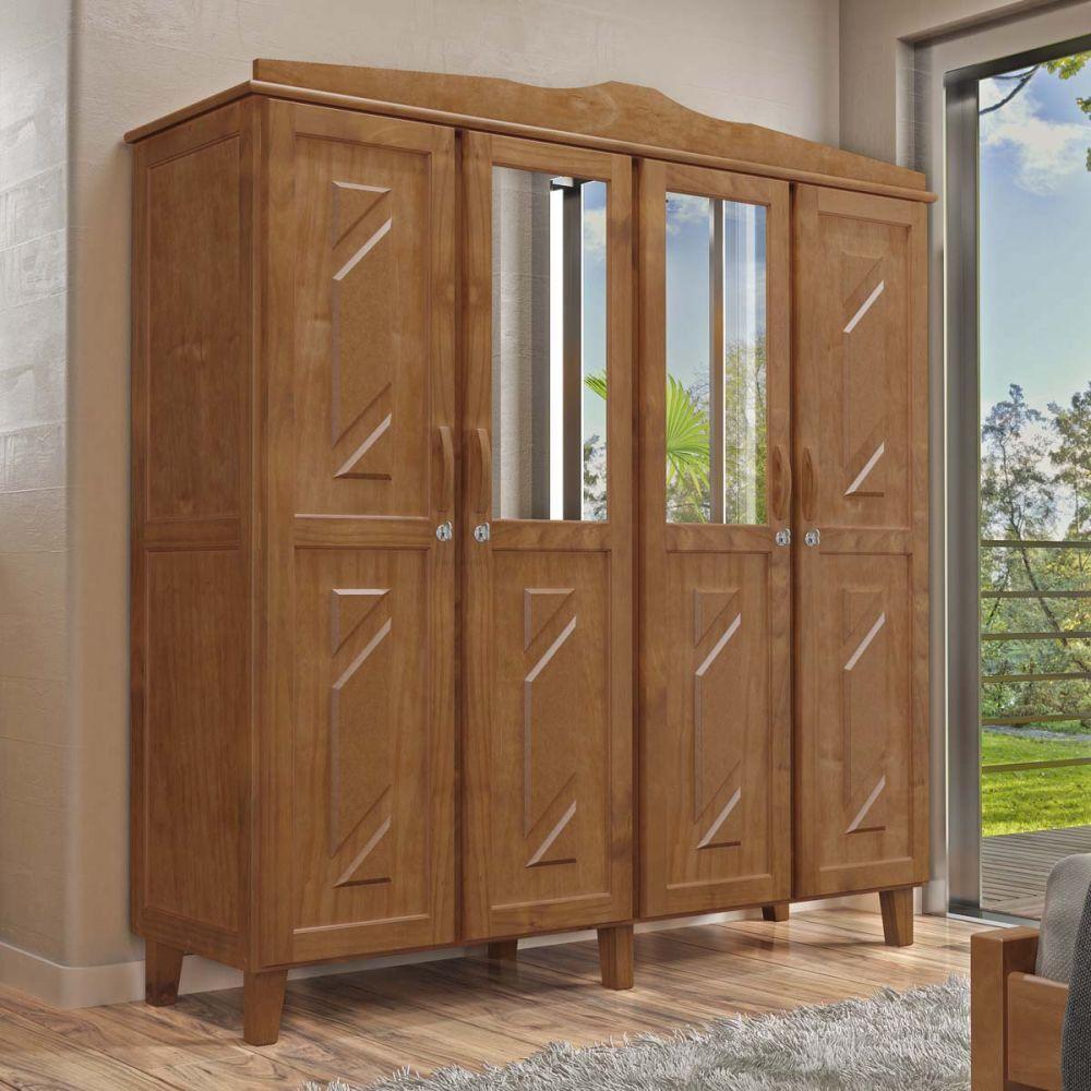 Guarda-roupa Solteiro 4 Portas Madeira Maciça Cavazotto - 9
