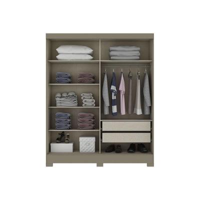 Guarda Roupa Solteiro Briz B74 2 Portas de Correr 2 Gavetas Nature-Off White