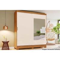 Guarda Roupas 2 Portas de Correr  e  Gavetas c/ Espelho Briz B74 Nature/Off White - Henn - 1