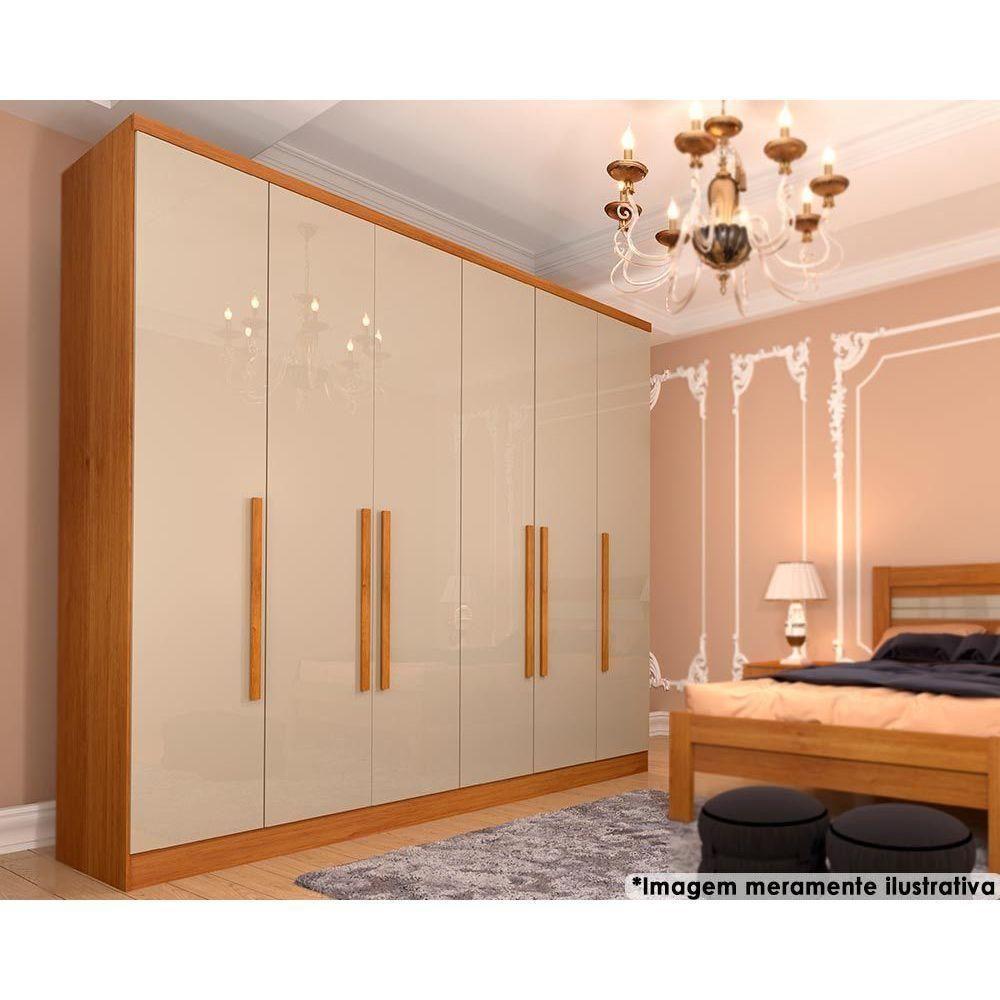 Guarda Roupa Casal Veneza c/ 6 Portas e 4 Gavetas Cinamomo/Off White - Tcil Móveis - 1
