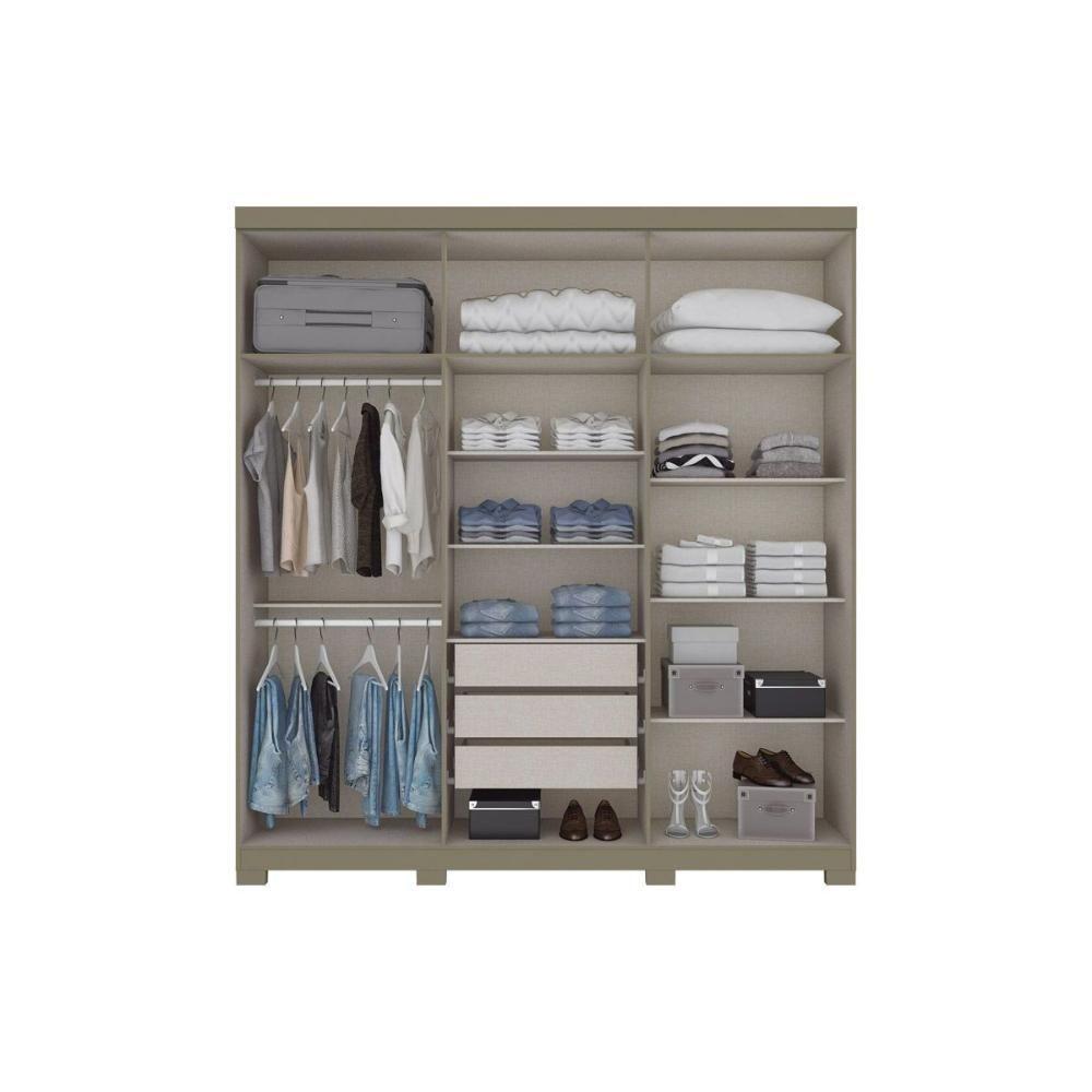 Guarda Roupa Casal 6 Portas e 3 Gavetas c/ Espelho Flora Duna/Cristal - Henn - 5