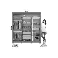 Guarda Roupa Casal 6 Portas e 3 Gavetas c/ Espelho Flora Duna/Cristal - Henn