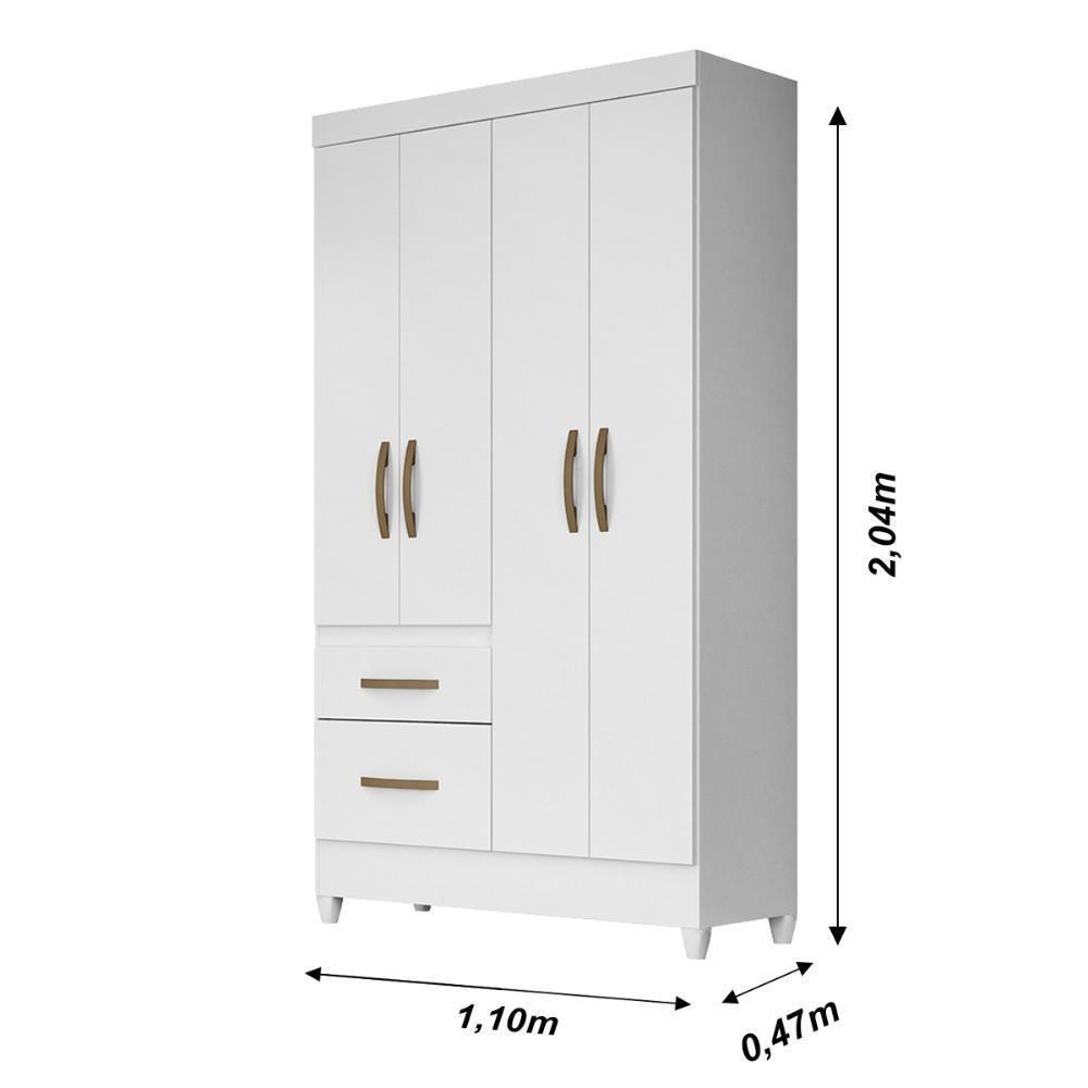 Guarda Roupa Solteiro 4 Portas 2 Gavetas Madri - Branco / Rosa / Azul / Lilas Flex Branco - 6