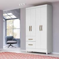 Guarda Roupa Solteiro 4 Portas 2 Gavetas Madri - Branco / Rosa / Azul / Lilas Flex Branco - 1