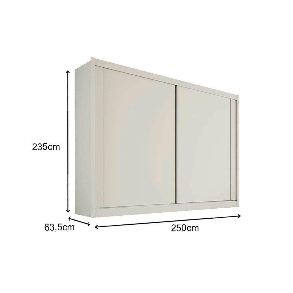 Guarda Roupa 2 Portas de Correr e 4 Gavetas Creta Off White - Europa - 8