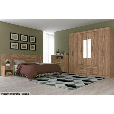 Guarda Roupa Casal Nápoles Ébano 8 Portas de Abrir 4 Gavetas Ébano Santos Andirá