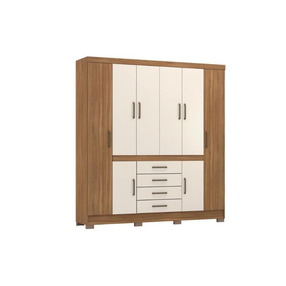 Guarda Roupa Casal 8 Portas e 4 Gavetas New Realce Amêndola/Off White - Demóbile - 1