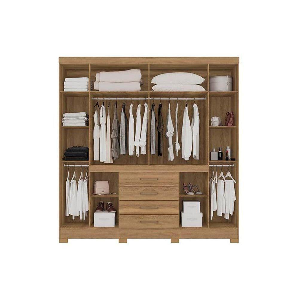 Guarda Roupa Casal 8 Portas e 4 Gavetas New Realce Amêndola/Off White - Demóbile - 5