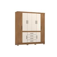 Guarda Roupa Casal 8 Portas e 4 Gavetas New Realce Amêndola/Off White - Demóbile - 1