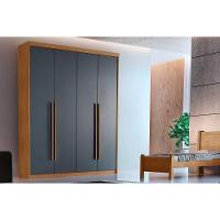 Guarda Roupa 4 Portas e 2 Gavetas Naturale/Grafite - Rufato - 1