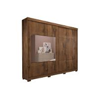 Guarda Roupa 2 Portas de Correr e 4 Gavetas c/ 1 Espelho e Pés Blumenau Cinamomo/Off White - Panan