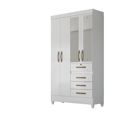 Guarda Roupa Solteiro Sobral 4 Portas de Bater 4 Gavetas Branco - Rosa - Azul - Lilas