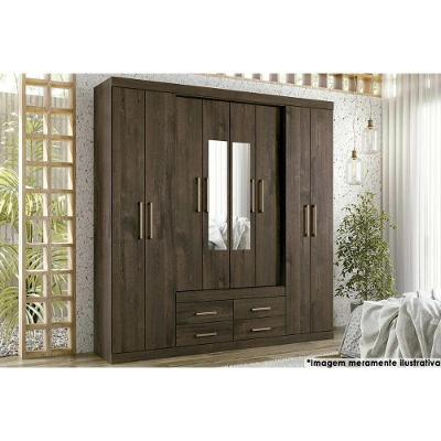 Guarda Roupa Casal Nápoles 8 Portas de Bater 4 Gavetas Ébano Santos Andirá