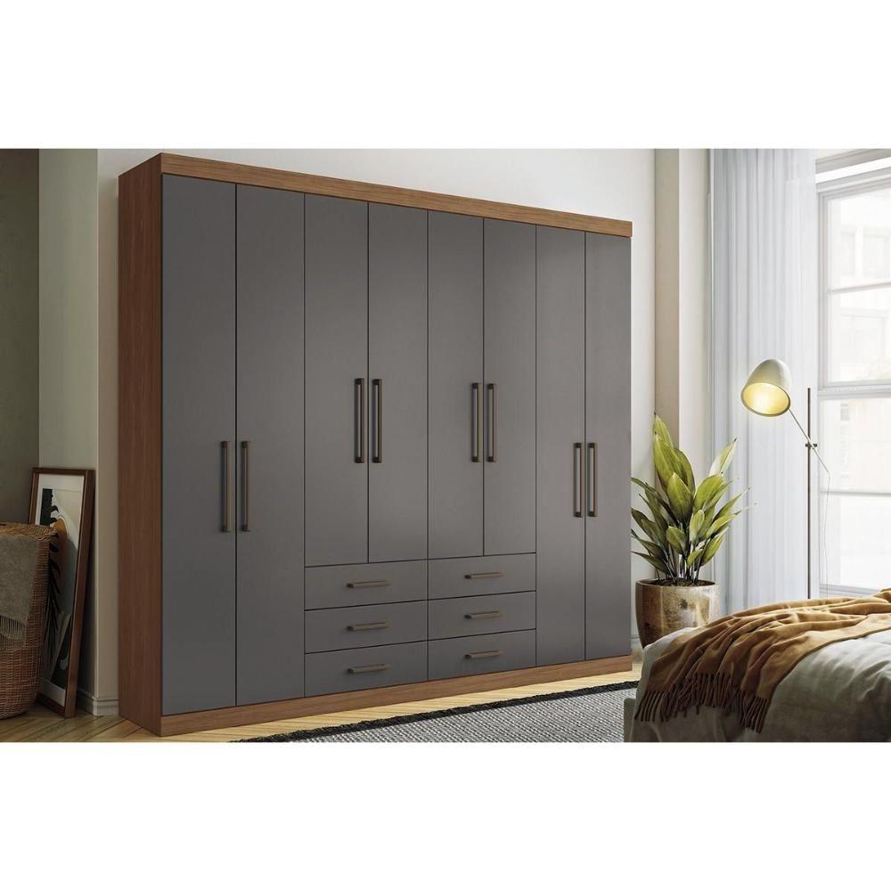 Guarda Roupa 8 Portas e 6 Gavetas Master 8.6 Jatoba/Grafitte - Santos Andirá - 1
