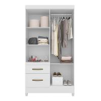 Guarda Roupa Solteiro 4 Portas Com Espelho 2 Gavetas- Branco / Rosa / Azul / Lilas Flex Branco - 2