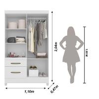 Guarda Roupa Solteiro 4 Portas Com Espelho 2 Gavetas- Branco / Rosa / Azul / Lilas Flex Branco - 8