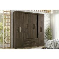 Guarda Roupa Casal 8 Portas e 4 Gavetas c/ Pés Nápoles Ébano - Santos Andirá - 1