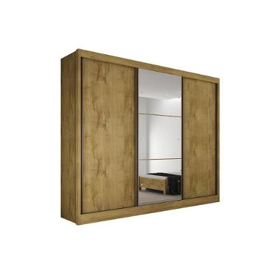 Guarda Roupa Casal Diamond-Toulon Plus Freijo Cumaru 3 Portas Correr 6 Gavetas Novo