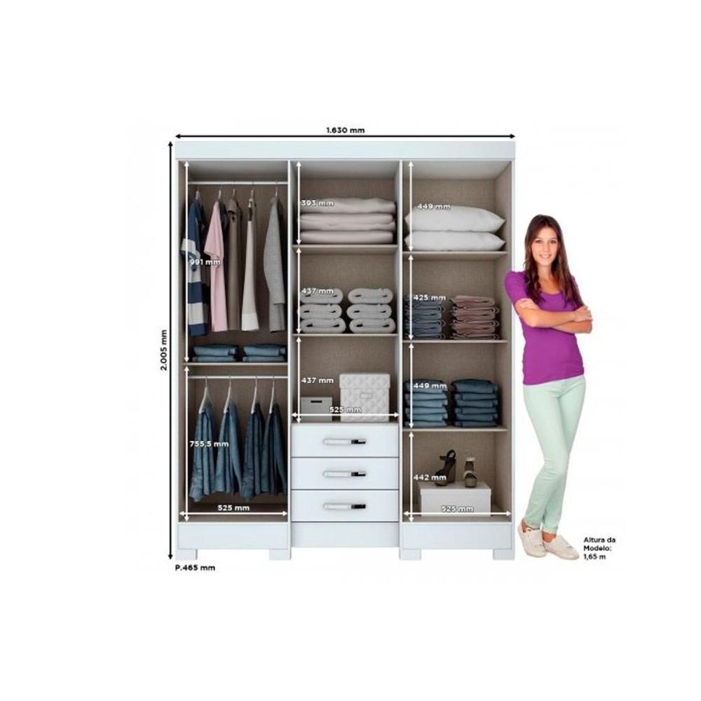 Guarda Roupa Casal 6 Portas e 3 Gavetas c/ Espelho Briz B23 Castanho - Henn - 2