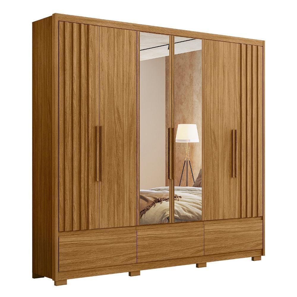 Guarda Roupa Casal 6 Portas Com Espelho 3 Gavetas Amazonas - Freijó Freijó - 2