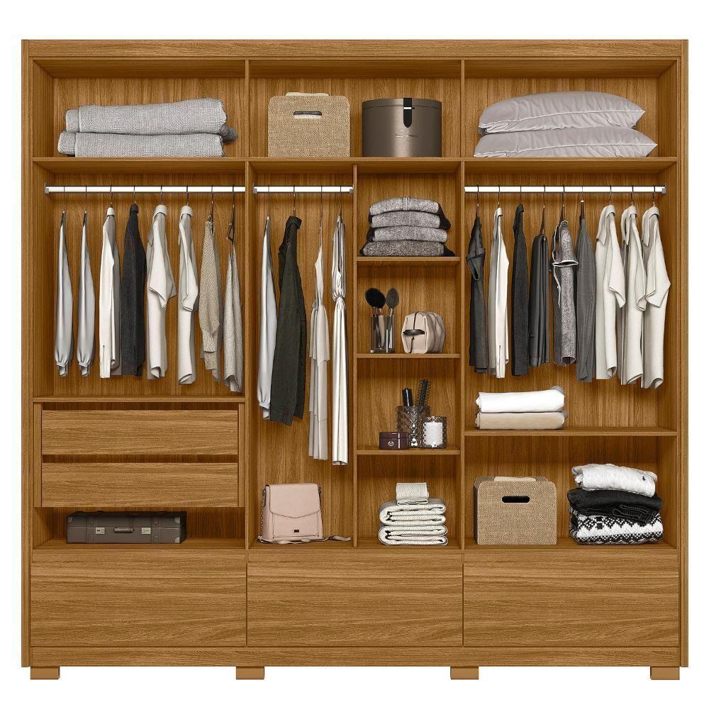 Guarda Roupa Casal 6 Portas Com Espelho 3 Gavetas Amazonas - Freijó Freijó - 3