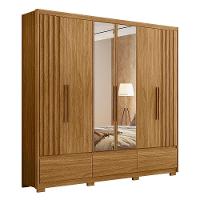 Guarda Roupa Casal 6 Portas Com Espelho 3 Gavetas Amazonas - Freijó Freijó - 2