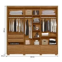 Guarda Roupa Casal 6 Portas Com Espelho 3 Gavetas Amazonas - Freijó Freijó - 5