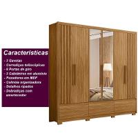Guarda Roupa Casal 6 Portas Com Espelho 3 Gavetas Amazonas - Freijó Freijó - 6