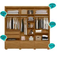 Guarda Roupa Casal 6 Portas Com Espelho 3 Gavetas Amazonas - Freijó Freijó - 7