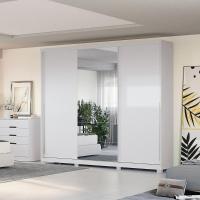 Guarda-roupas Casal Com Espelho 3 Portas 4 Gavetas Multimóveis Cr35153 Branco Branco - 3