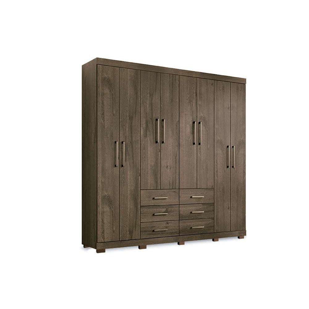 Guarda Roupa 8 Portas  e 6 Gavetas c/ Pés  Liverpool Ébano - Santos Andirá - 1