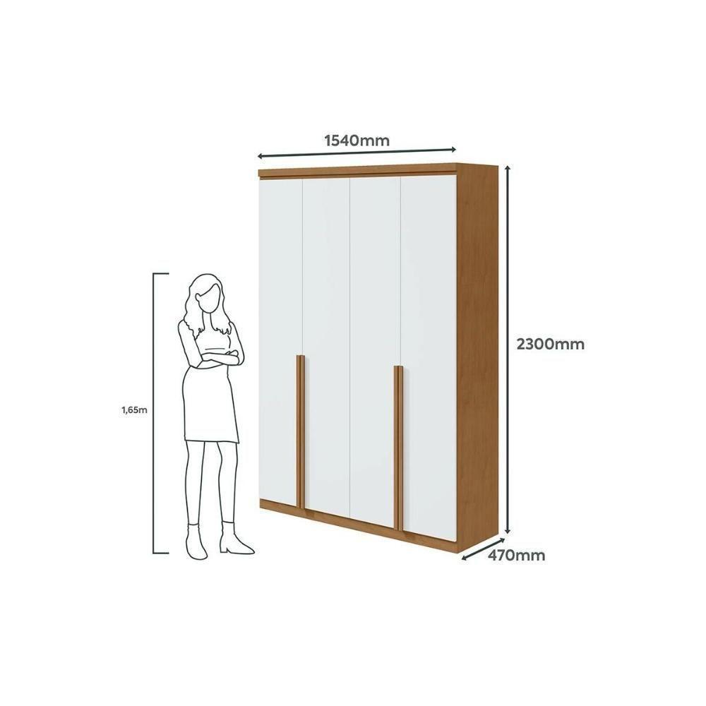 Guarda Roupa 4 Portas  e 2 Gavetas Alonzo Plus Amêndoa/Branco - Lopas - 9