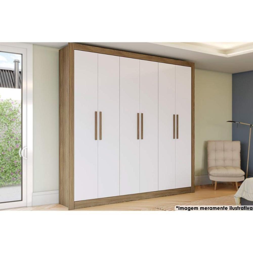 Guarda Roupa Casal Open M569 6 Portas E 2 Gavetas Branco/nogueira - Kappesberg - 1