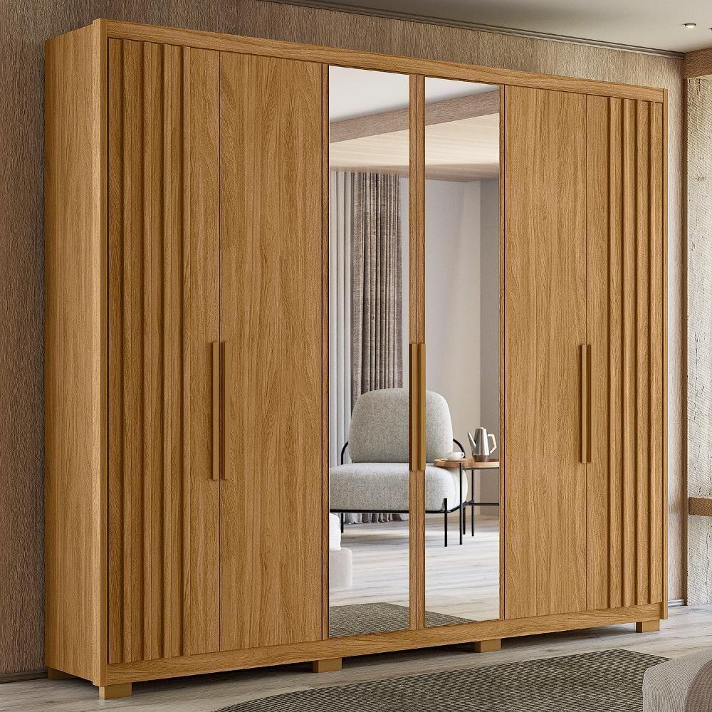 Guarda Roupa Casal 6 Portas Com Espelho 4 Gavetas Araguaia - Freijó Freijó - 1