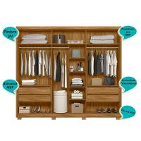 Guarda Roupa Casal 6 Portas Com Espelho 4 Gavetas Araguaia - Freijó Freijó - 3