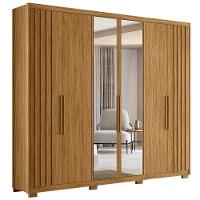 Guarda Roupa Casal 6 Portas Com Espelho 4 Gavetas Araguaia - Freijó Freijó