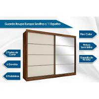 Guarda Roupa Casal 2 Portas de Correr e 6 Gavetas c/ 1 Espelho Sevilha Branco - Europa - 6