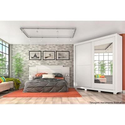 Guarda Roupa Casal Nicole 2 Portas de Correr 3 Gavetas Branco MDF ACP Móveis