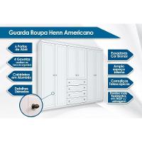 Guarda Roupa Casal 6 Portas e 4 Gavetas Americano Branco - Henn - 7