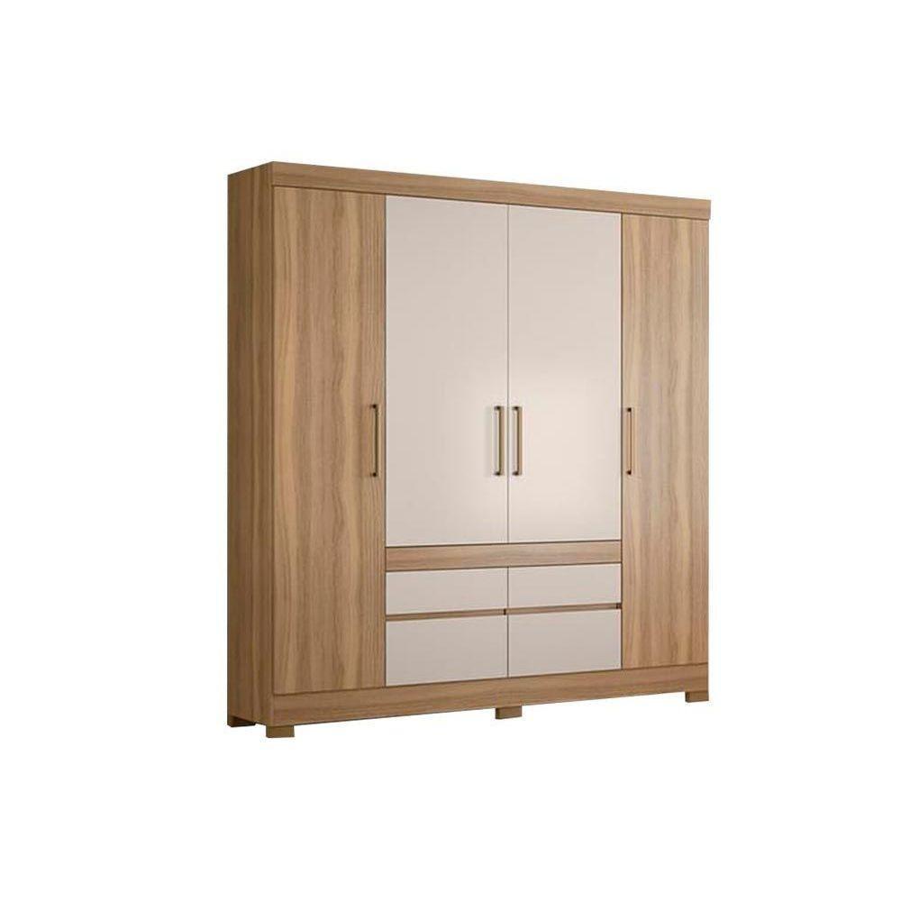 Guarda Roupa 4 Portas  e 4 Gavetas Bilbao Amêndola/Off White - Demóbile - 1