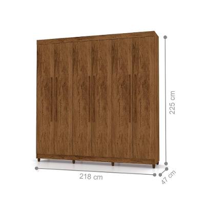 Guarda Roupa Casal Bentley 6 Portas 2 Gavetas Imbuia Rústico MDP Vila Rica