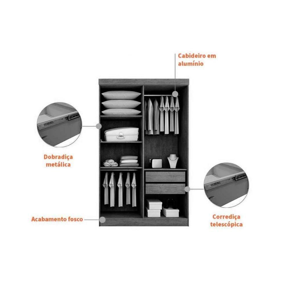 Guarda Roupa 4 Portas E 2 Gavetas Espanha Naturale-grafite - Rufato - 2