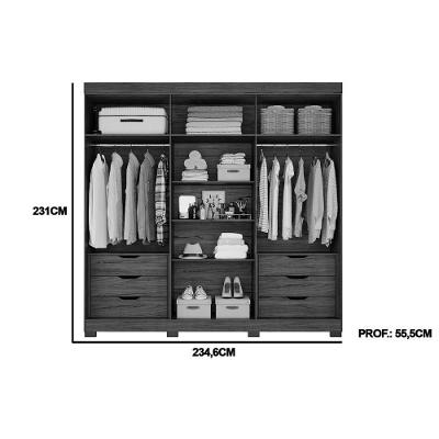 Guarda Roupa Casal Cecilia 6 Portas de Abrir 6 Gavetas Branco MDF Panan