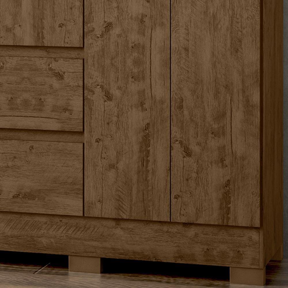Guarda Roupa Casal 8 Portas Com Espelho 9723 Castanho Wood Moval Castanho Wood - 4