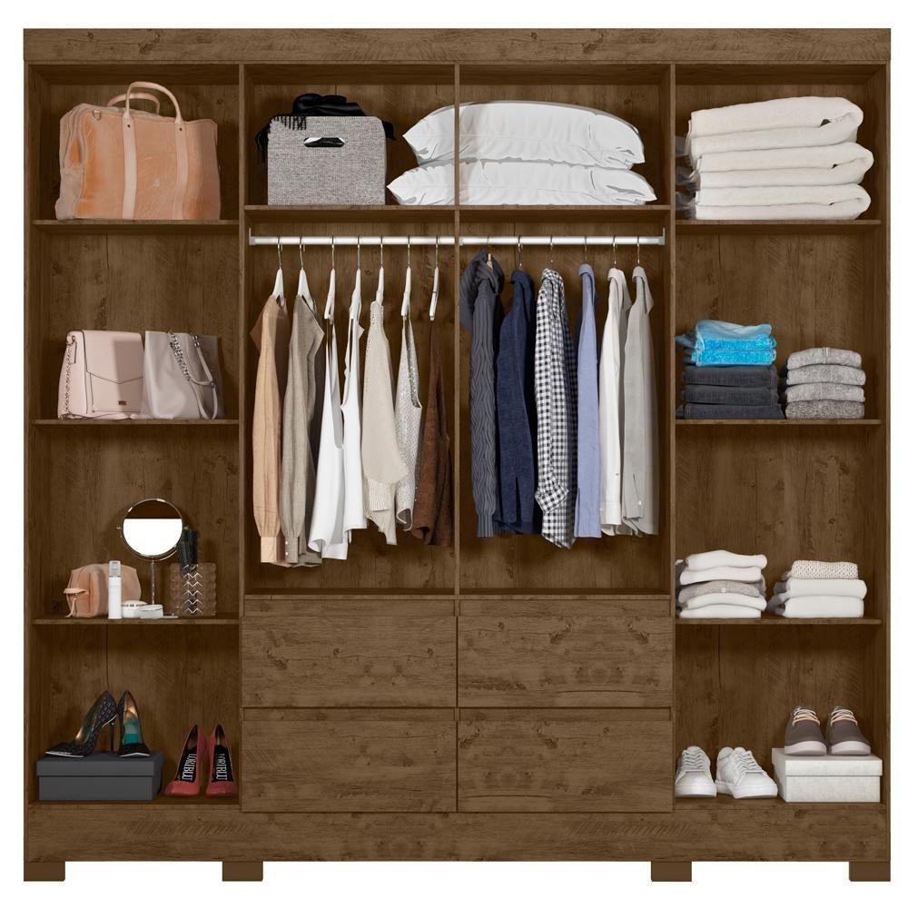 Guarda Roupa Casal 8 Portas Com Espelho 9723 Castanho Wood Moval Castanho Wood - 6