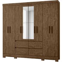 Guarda Roupa Casal 8 Portas Com Espelho 9723 Castanho Wood Moval Castanho Wood - 1