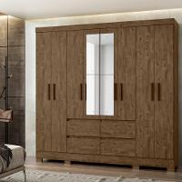 Guarda Roupa Casal 8 Portas Com Espelho 9723 Castanho Wood Moval Castanho Wood - 3