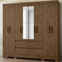 Guarda Roupa Casal 8 Portas Com Espelho 9723 Castanho Wood Moval Castanho Wood - 5