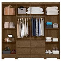 Guarda Roupa Casal 8 Portas Com Espelho 9723 Castanho Wood Moval Castanho Wood - 6