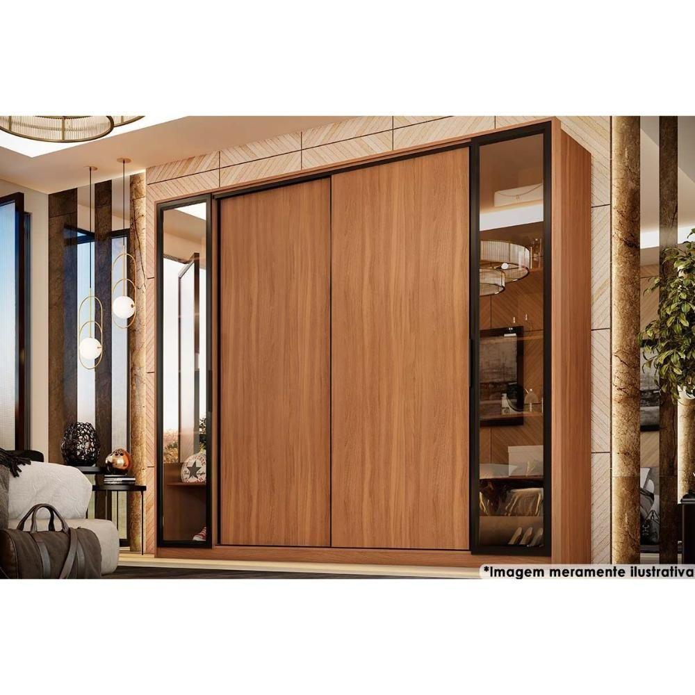 Guarda Roupa 4 Portas e 4 Gavetas c/ 2 Vidros Reflecta Laredo Amendola/Nude Prime TX - Demóbile - 1